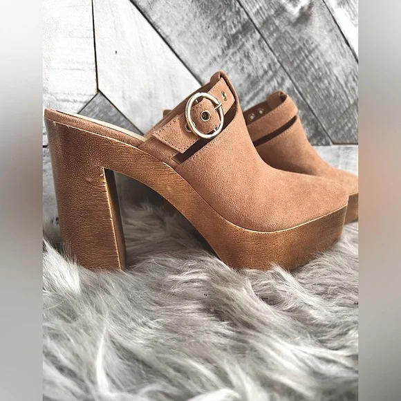 GIANNI BINI SOTELO BUCKLE DETAIL SUEDE PLATFORM CLOGS. SIZE 8.5M - Picture 4 of 12